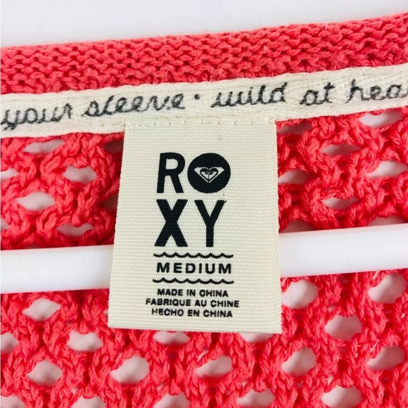 ROXY Sweater Women's Size M Pink Knit Boat Neck Pullover Semi Sheer Long Sleeve - Picture 3 of 7